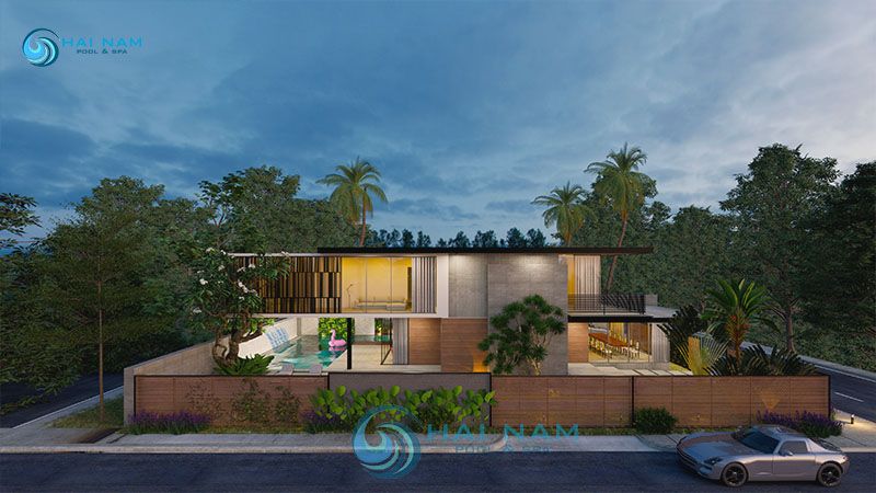 Bể bơi 80M2 trong Villa siêu chất lượng tại Hòa Bình