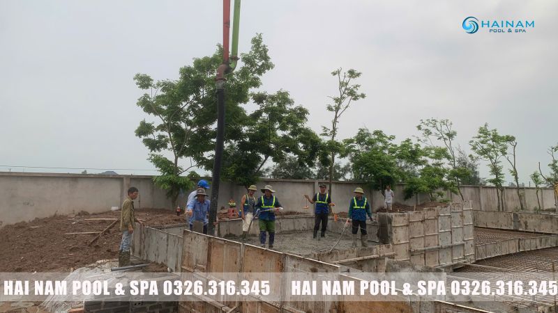 Thiết kế và thi công bể bơi nghỉ dưỡng 250 M2 tại Thái Bình| HAINAM POOL&amp;SPA